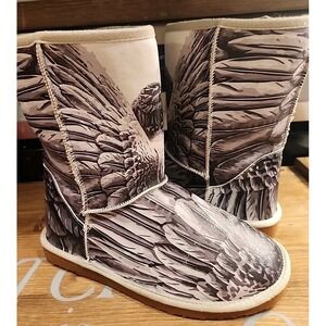 RARE Icon Boots Asian Lovers Brown Black‎ Leather & Shearling Size 9 Mid-Calf